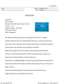 Reading comprehension - Whale shark